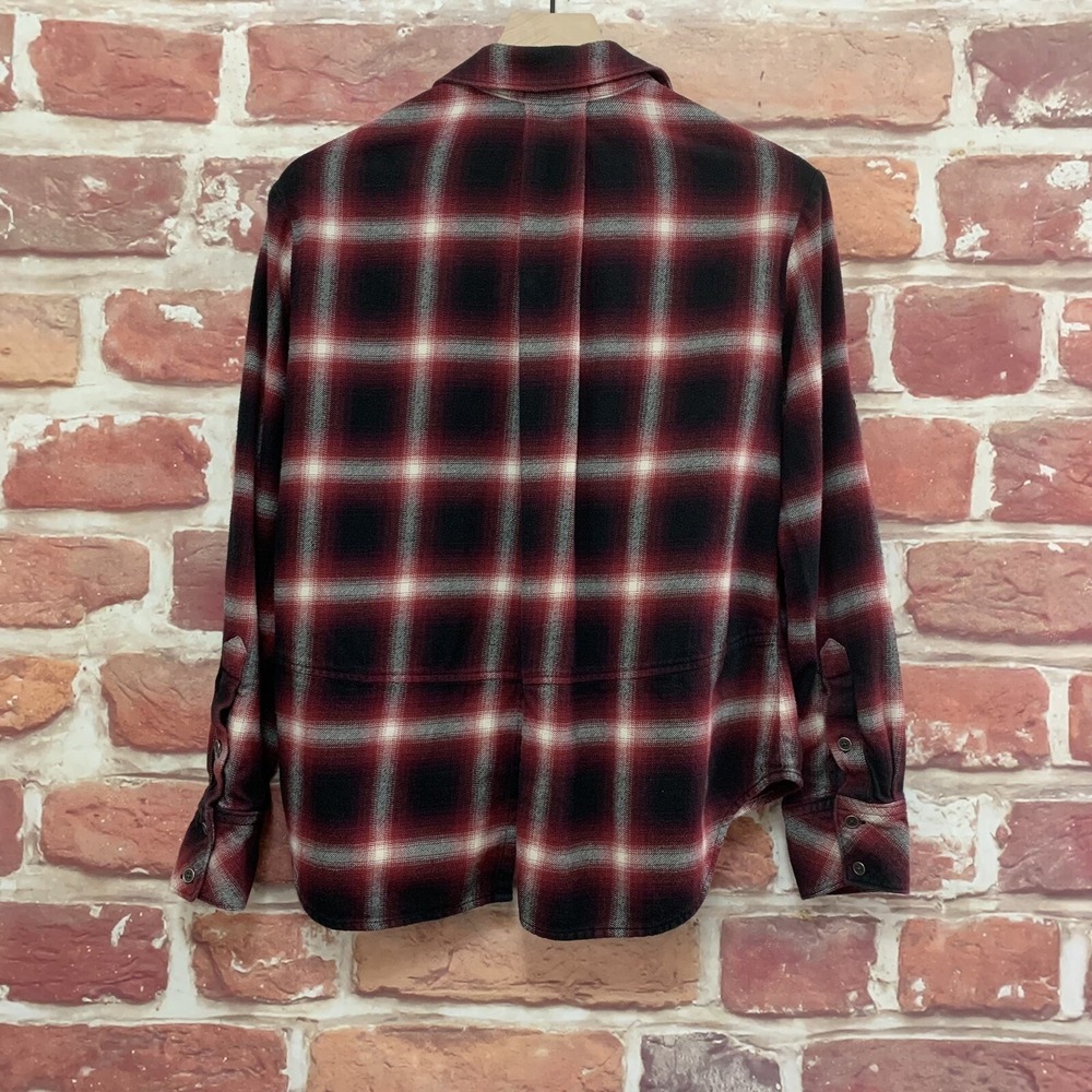 Anthropologie Cloth & Stone Top Women's Small Black Red Plaid Button Up Shirt - Picture 3 of 7
